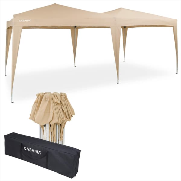 Pop-up-paviljong 3x6m, krämfärgad, vattenavvisande, UV-skydd