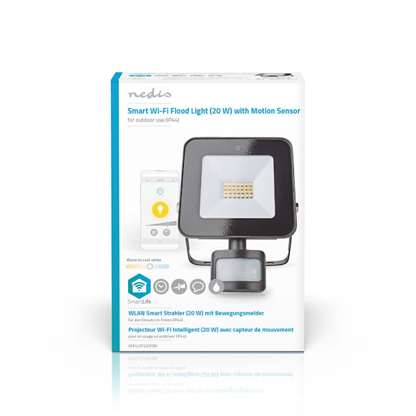 Smartlife udendørs lys | Bevægelsesføler | 1500 lm | Wi-Fi | 20 W | Dæmpet Hvid | 3000 - 6500 K | Aluminium | Android™ / IOS
