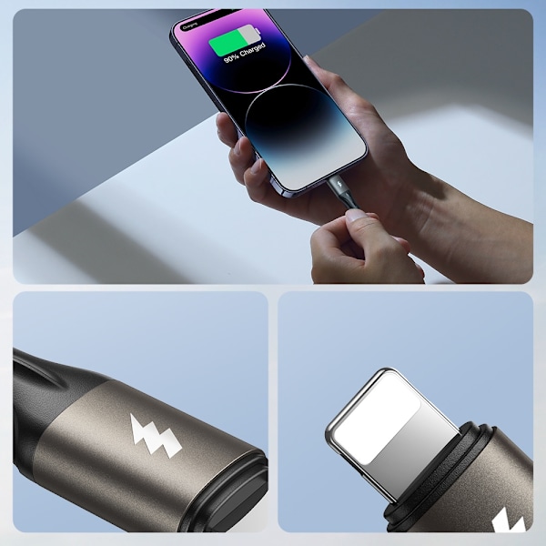 Light-Speed ​​Series USB-A - USB-C hurtig overførselskabel 100W 1,2m sort