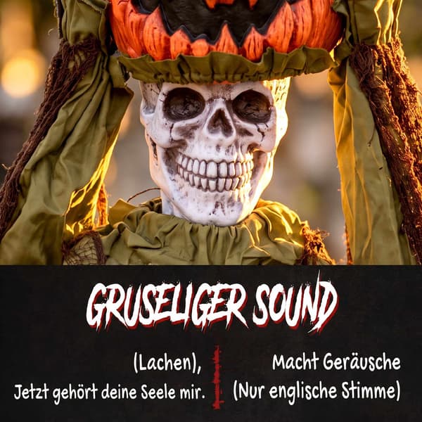 Animerat Pop-Up Pumpaskelett, 173 cm, Ljud & Ljus