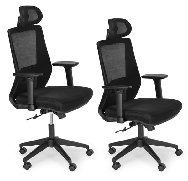 Ergonomisk sort kontorstol med justerbar højde og netryg