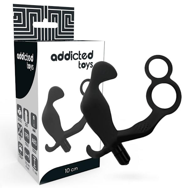 Addicted Lelut - Anal Plug Double Penis Ring ja Kivekset Musta