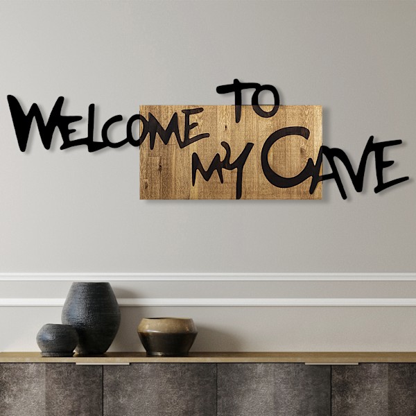 Dekorativt trævægstilbehør Welcome To My Cave