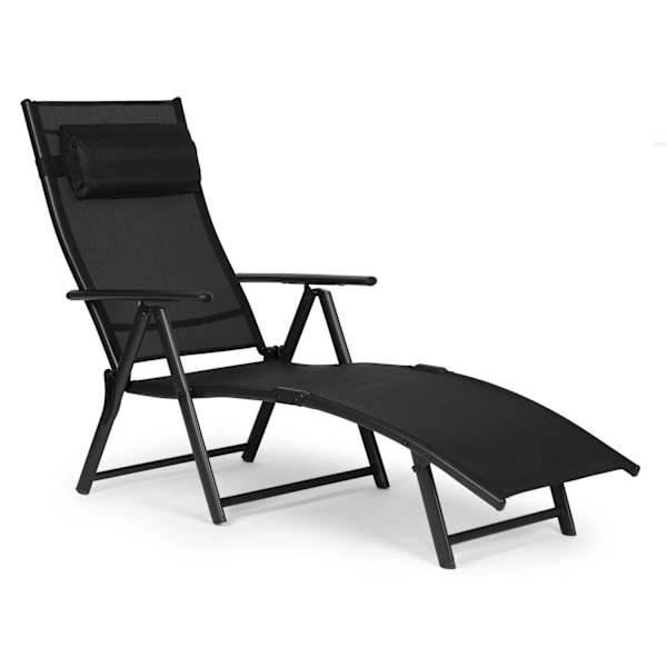 Sammenklappelig strandhaveseng, justerbart ryglæn, stålstel, sort, MultiGarden