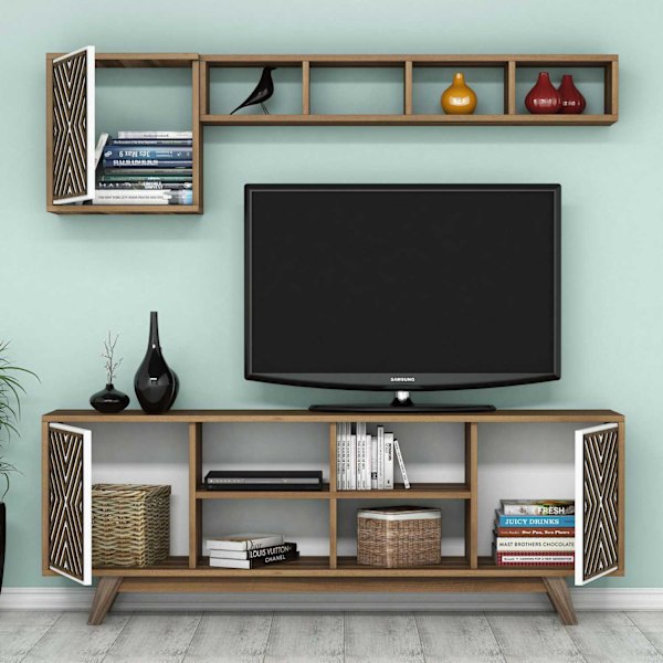 TV Unit Inci - Valnød, Hvid