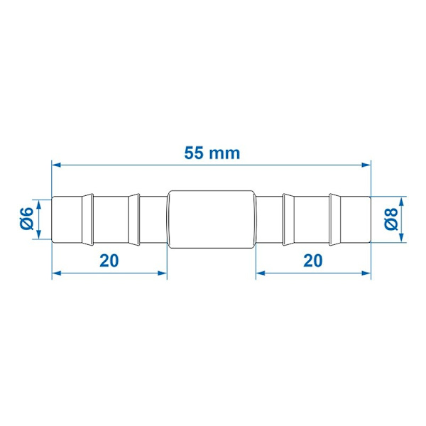 Vesiletkun liitin suora 8mm 2 kpl läpipainopakkauksessa