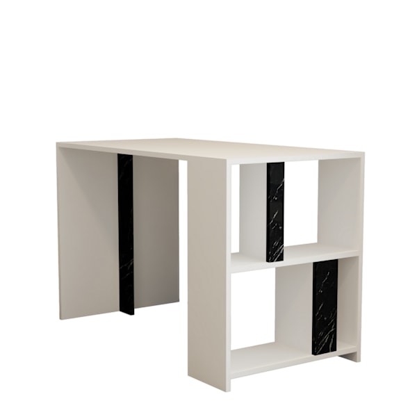 Arbejdsbord Lima - hvid, sort marmor