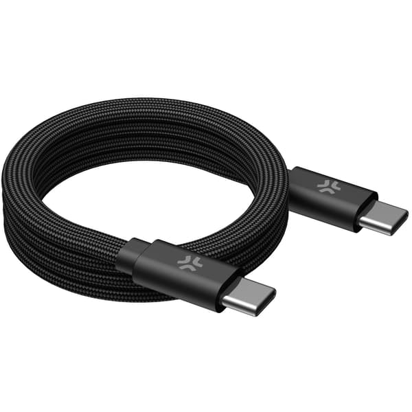USB-C til USB-C kabel 60W, magnetisk flettet, 1m sort