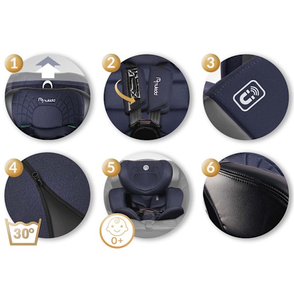Nukido Aero Line Bilbarnstol Svart/Marinblå 0-36kg ISOFIX