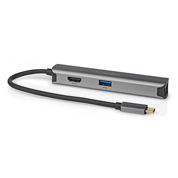 USB Multi-Port Adapter | USB 3.2 Gen 1 | USB-C™ Han | HDMI™ Hun / RJ45 Hun / 3x USB-A Hun | 5 Gbps | 0.20 m | Runde | Guldplateret | PVC | Antracit |