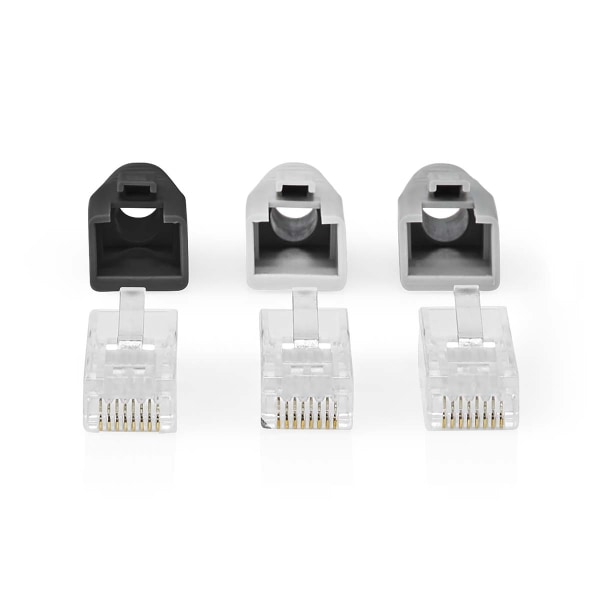 RJ45-kontakt | RJ45 Pass Through | Solid/strängad UTP CAT6 | Rak | Guldplaterad | 10 st. | PVC | Grå / Svart / Vit | Låda