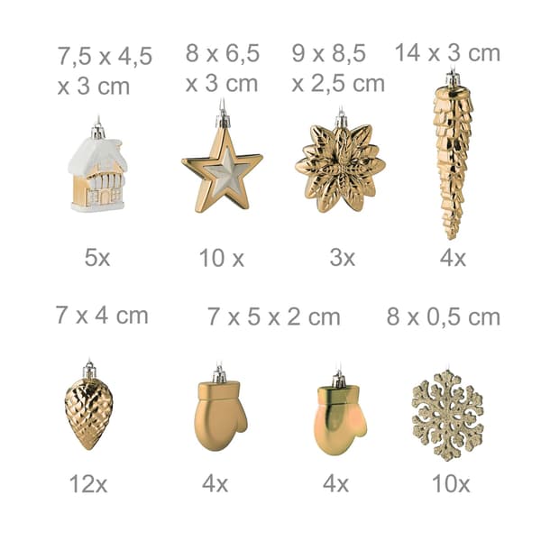 Julepyntsæt, 100 stykker, 10 designs