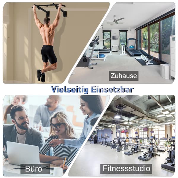 Pull-Up Bar Vægmontering Pull Up Bar, Vandret Stang Med Øjer Til Boksesæk, Stål, Sort, 93,5X65X17 Cm