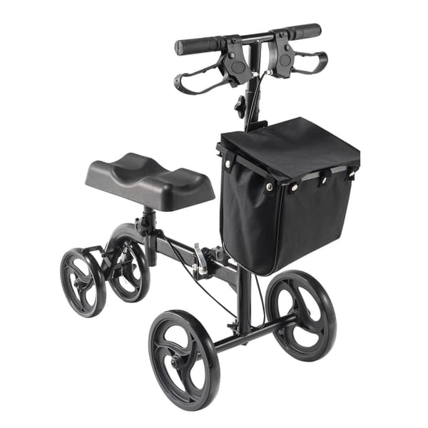 Hopfällbar knäscooter, kolstål, terränghjul, dubbla bromsar
