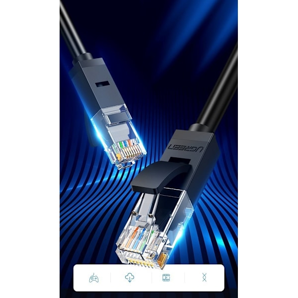 Patchcord-kaapeli Ethernet-verkkokaapeli RJ45 Cat 6 UTP 1000Mbps 1m