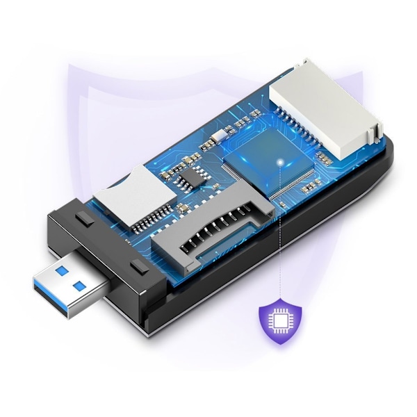 SD / micro SD / CF / MS-muistikortinlukija, USB 3.0 -liitin - harmaa