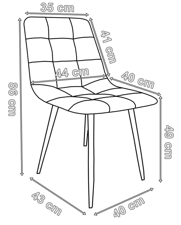 Fløjlsspisestol, sort, ergonomisk design