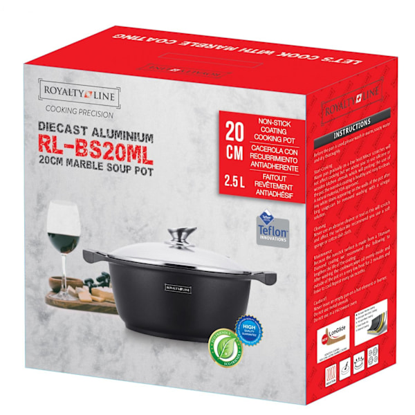 Royalty Line RL-BS20M: Marmorbelagt gryde og gryde - 20 cm