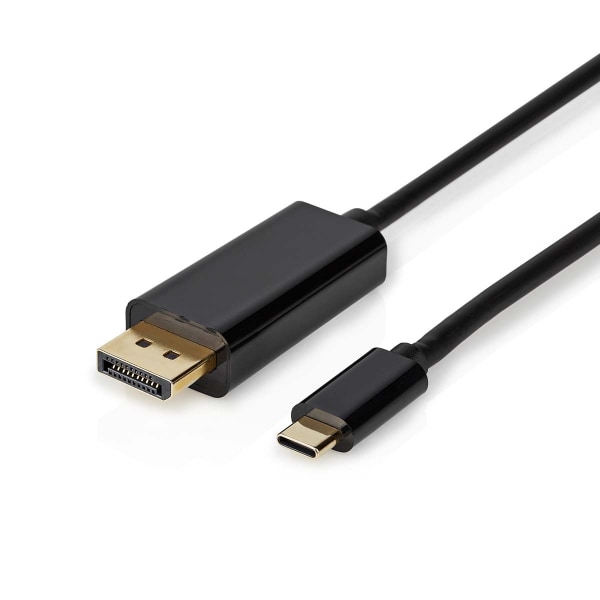 USB-C™ Adapter | USB 3.2 Gen 1 | USB-C™ Han | DisplayPort Han | 4K@60Hz | 2.00 m | Runde | Guldplateret | PVC | Sort | Label
