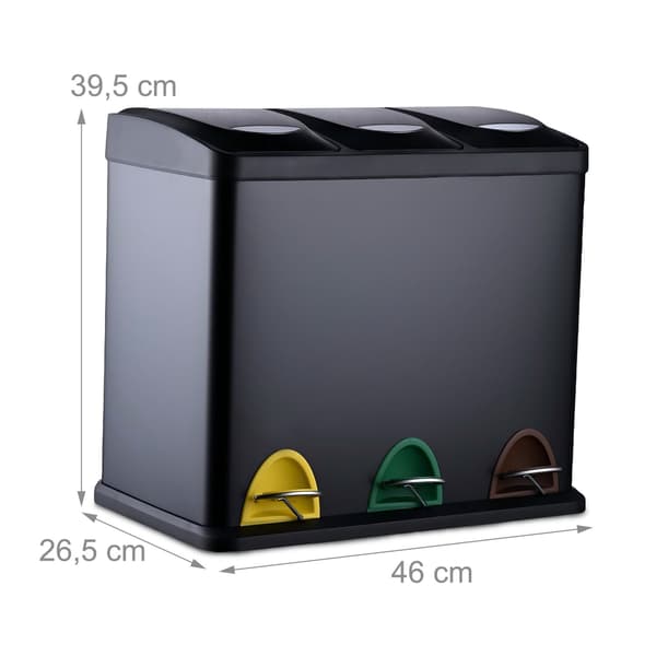Køkkenaffaldsspand, 3 rum, 3 x 8 l