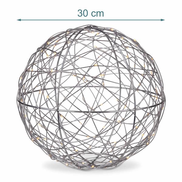 30 cm silverfärgad LED-dekorkula – inomhusljusboll