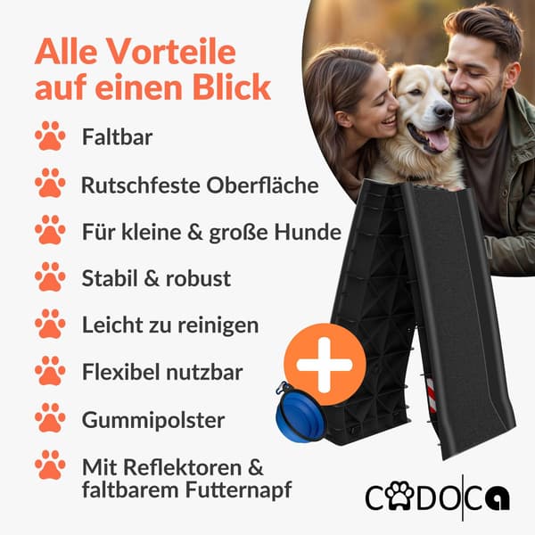 Hunderampe bil sort 156x40x16cm foldbar