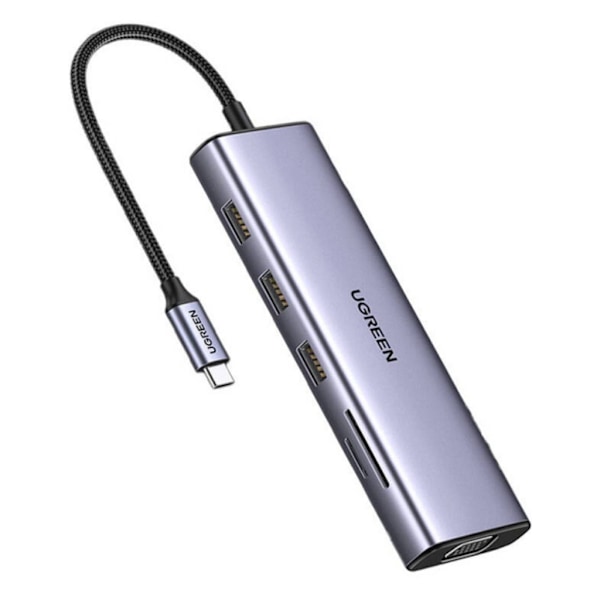 UGREEN USB-C 10-in-1 -sovitin USB-A/HDMI/VGA/RJ45/SD7TF/AUX 3.5mm/PD