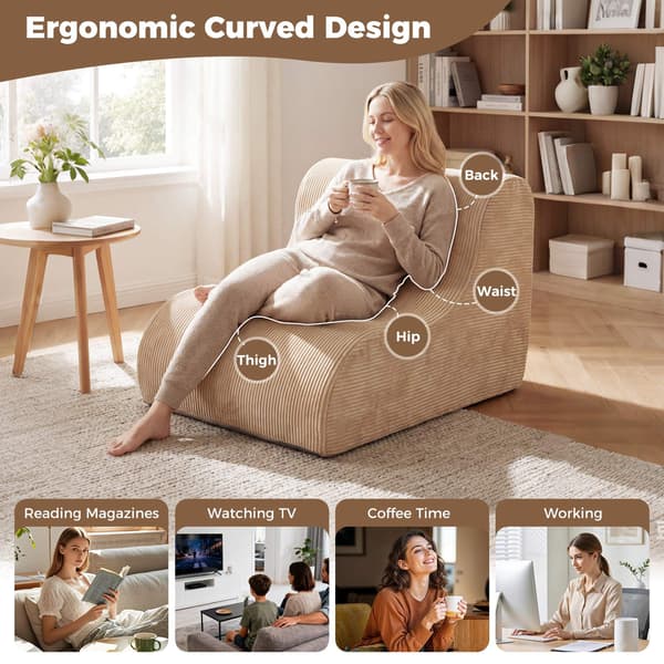 Buet gulvsofa, maskinvaskbart betræk, beige