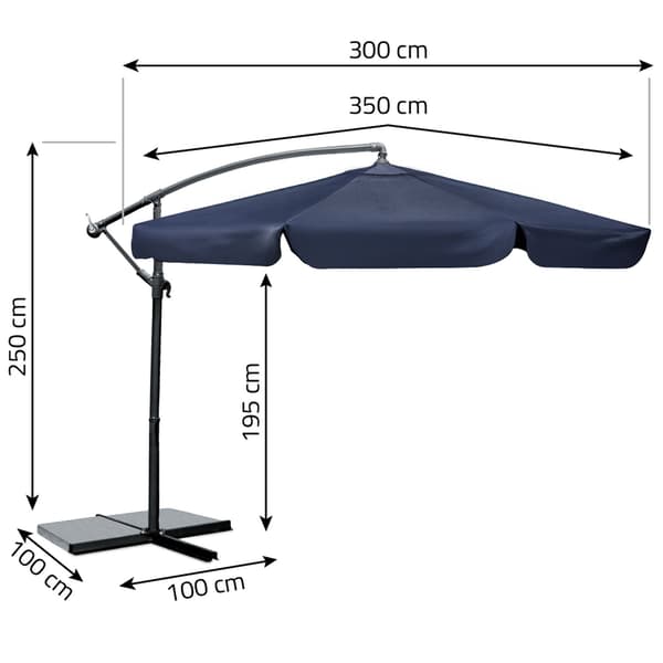 Fällbart trädgårdsparaply 8 segment 350 cm med lock Plonos PL-881