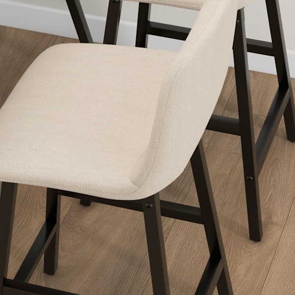 Barbord med barstolssæt, 5-delt spisestuesæt, køkkenbord, bistrobord med 4 stole, barbordssæt til køkken, stue, stål, beige, 120 x 60 x 91 cm