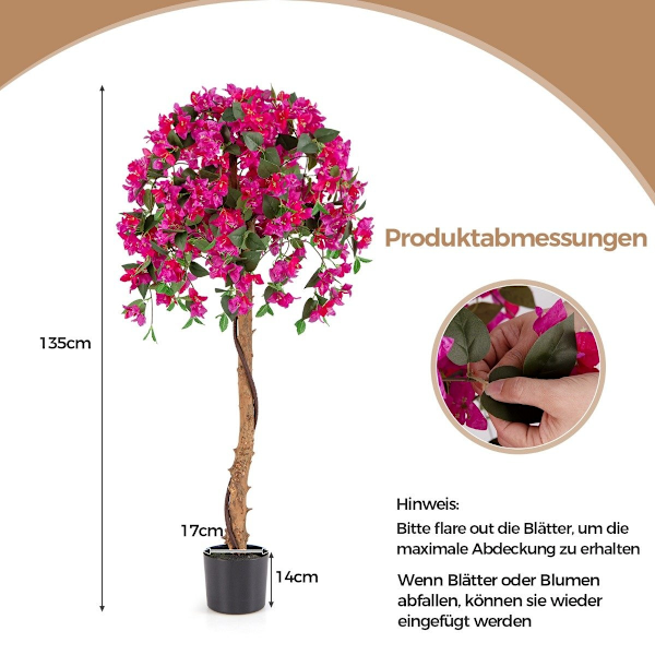 135 cm tekopuu kukilla Keinokasvi ruukussa Keinopuu atsalean kukilla