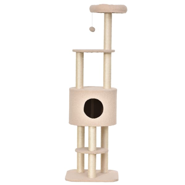 Kradsetræ 148 cm med hule, sisalstolper, beige
