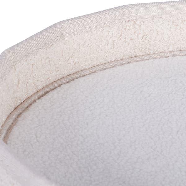 Foldbar beige kattehule med pude og legetøj
