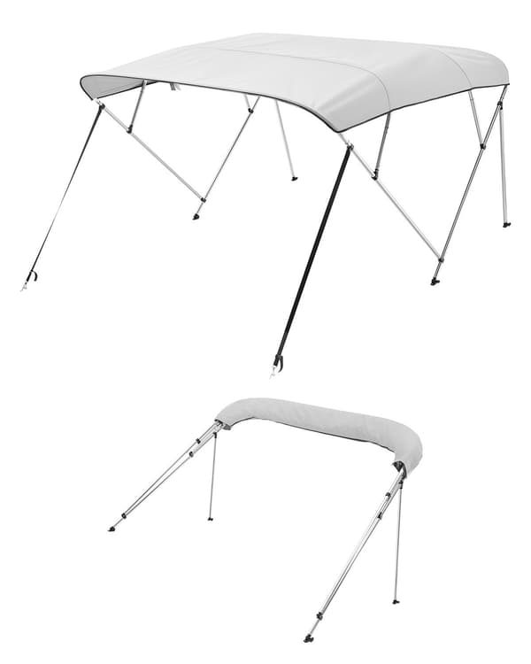Båtbiminitopp, 4-bågig, 600D polyester, 96 tum, grå