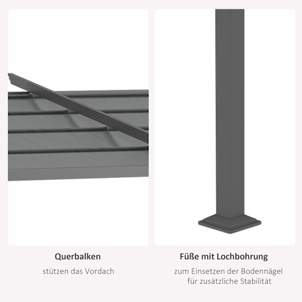 Uteplats Tak Pergola Ca. 4x3m altantak Trädgårdspaviljong aluminium, väggmonterad, trädgårdspaviljong med justerbart tak, UV-skydd, solskydd för utepl