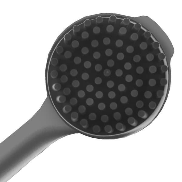 Praktisk grå köksborste i plast med silikonborst.
