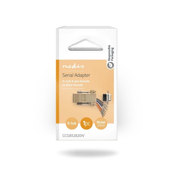 Seriel adapter | Adapter | D-SUB 9-Pin hun | RJ45 Hun | Nikkelplateret | Elfenben | Box