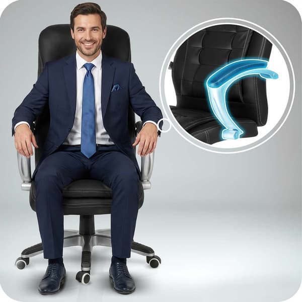 Ergonomisk sort kontorstol med justerbar højde