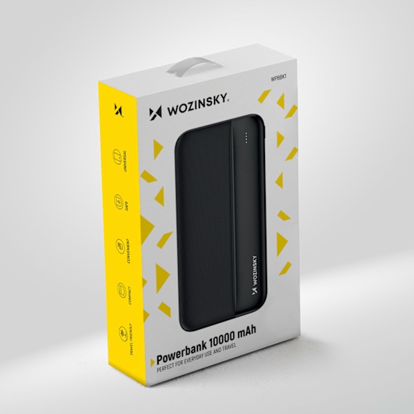 Powerbank Li-Po 10000mAh 2xUSB musta