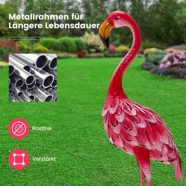 Flamingo trädgårdsstatyer set, metall, 2 delar, 89 cm
