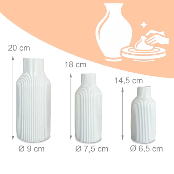 Keramiska vaser, 3 storlekar – texturerad, minimalistisk design