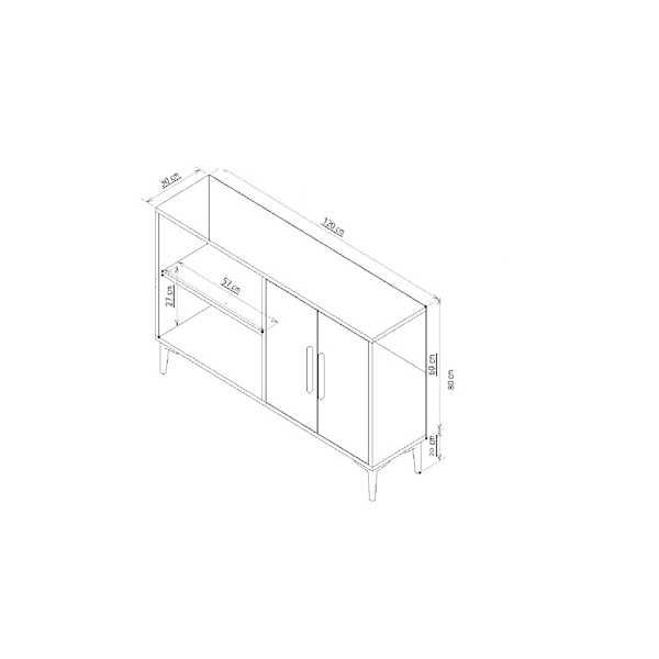 Konsol Ansel - Safir eg, guld
