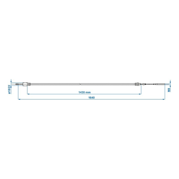 Jarruvaijeri 1430/1640mm kuppi Ø22mm sopii Knott/Schlegl/Nieper/Avonride/BPW