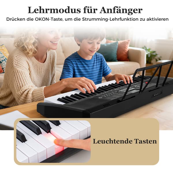Bærbart keyboard med 61 tangenter og 200 rytmer og toner
