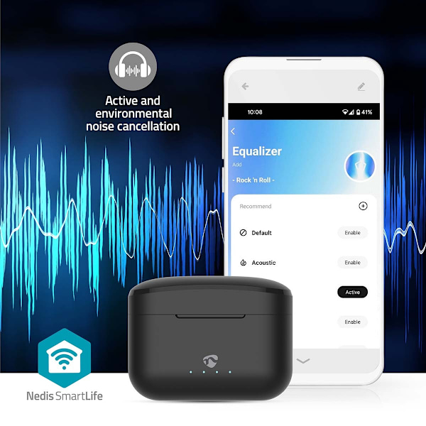 Täysin langattomat kuulokkeet | Hybridi (ENC + ANC) | Bluetooth® | Akun enimmäiskesto: 36 tuntia | Kosketusohjaus | Latauskotelo | Langaton latauskote