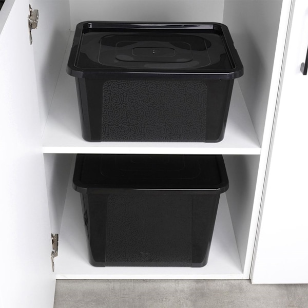 Opbevaringsboks med låg - Holdbar og organiserende i sort