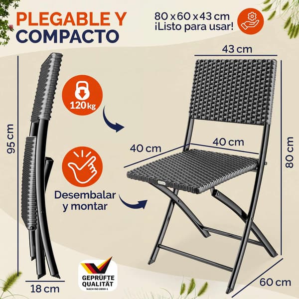 Polyrattan klapstole sæt med 2, antracit