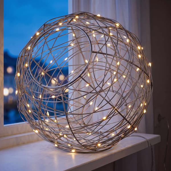 20 cm silverfärgad LED-dekorativ ljusglob