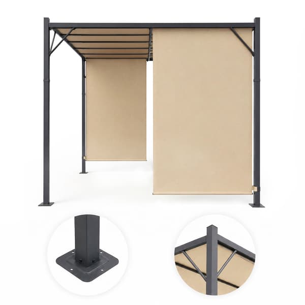 Puutarhapergola 3x4M teräsrunko beigellä katoksella