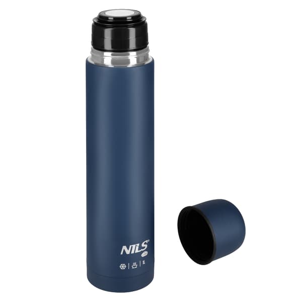 Turistisk termokande 1000ml, blå, isoleret kolbe
